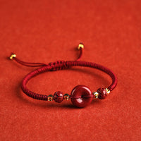 Men's And Women's Fashion Cinnabar Peace Buckle Woven Bracelet