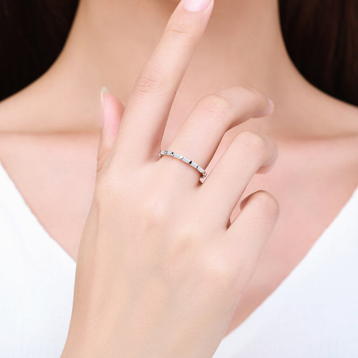 925 Silver Ring Geometric Rainbow Full Diamond Stackable