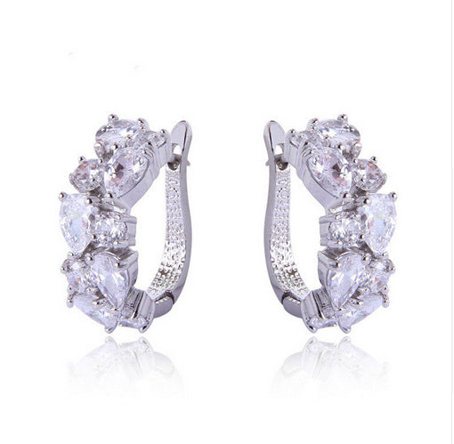 European and American fashion colorful zircon ladies earrings hypoallergenic earrings jewelry