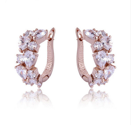 European and American fashion colorful zircon ladies earrings hypoallergenic earrings jewelry