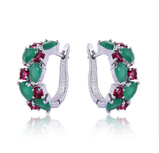 European and American fashion colorful zircon ladies earrings hypoallergenic earrings jewelry