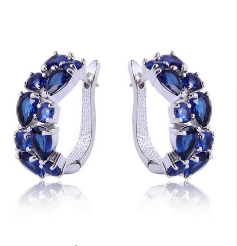 European and American fashion colorful zircon ladies earrings hypoallergenic earrings jewelry