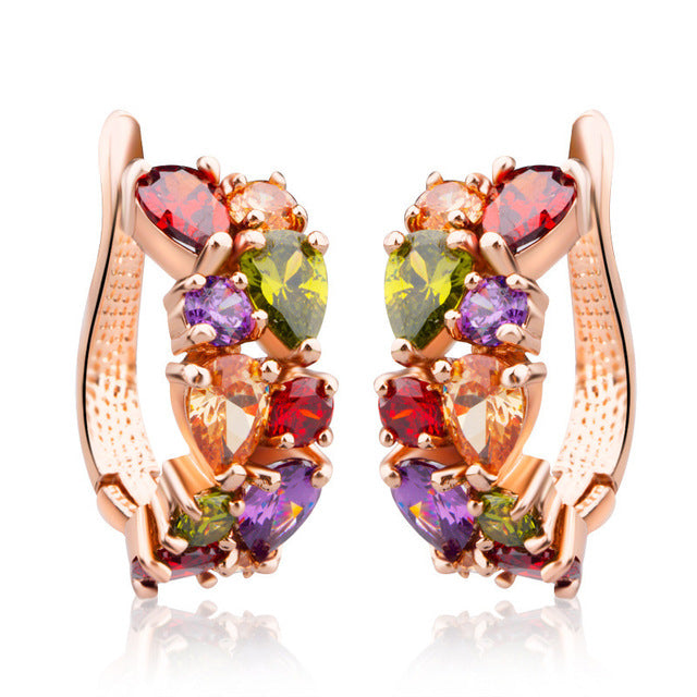 European and American fashion colorful zircon ladies earrings hypoallergenic earrings jewelry