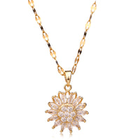 Double-layer Rotatable Sunflower Necklace Jewelry