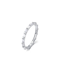 925 Silver Ring Geometric Rainbow Full Diamond Stackable