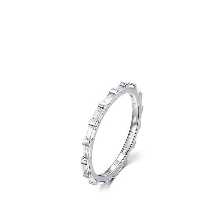 925 Silver Ring Geometric Rainbow Full Diamond Stackable