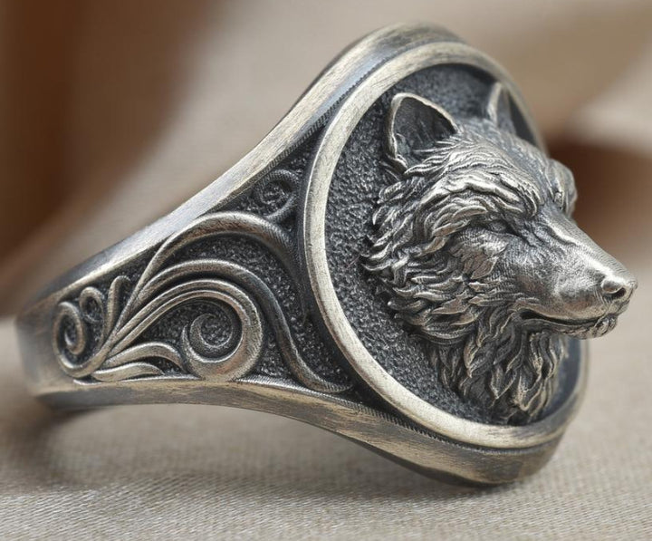 European And American Temperament Silver Domineering Retro Wolf Totem Men's Ring