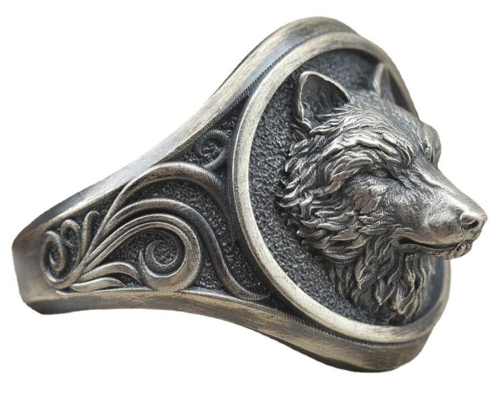 European And American Temperament Silver Domineering Retro Wolf Totem Men's Ring