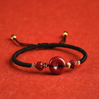 Men's And Women's Fashion Cinnabar Peace Buckle Woven Bracelet