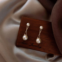 Electroplated 925 Silver Needle Cross Pearl Earrings