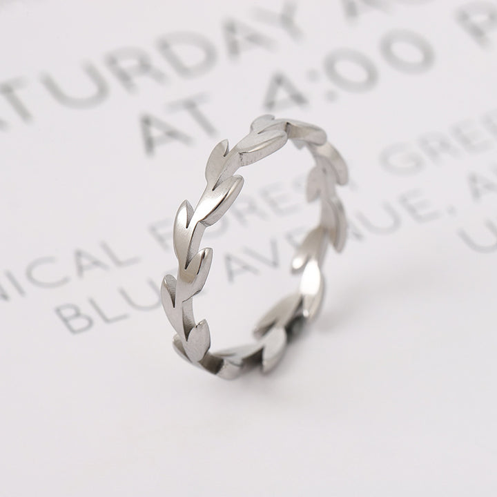 New Fashion Leaves Titanium Steel Ring Rattan Willow Branch