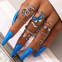 Elephant Retro Ethnic Love 10-piece Silver Ring Female