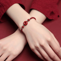 Men's And Women's Fashion Cinnabar Peace Buckle Woven Bracelet