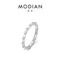 925 Silver Ring Geometric Rainbow Full Diamond Stackable