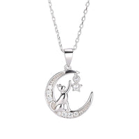 Moon Stars Cat Necklace