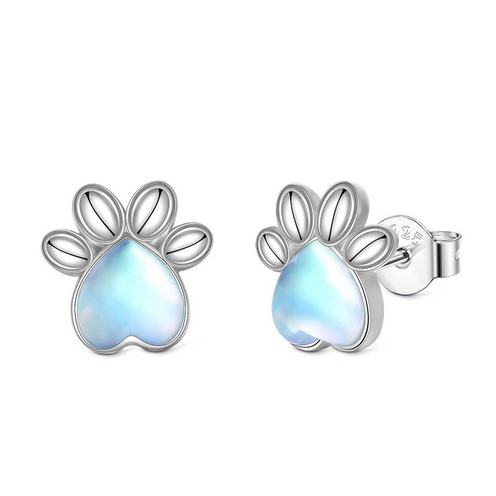 Moonstone Paw Print Earrings