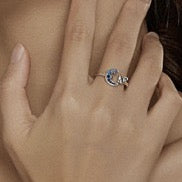 Moon Stars Cat Ring