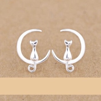 Cat On The Moon Earrings